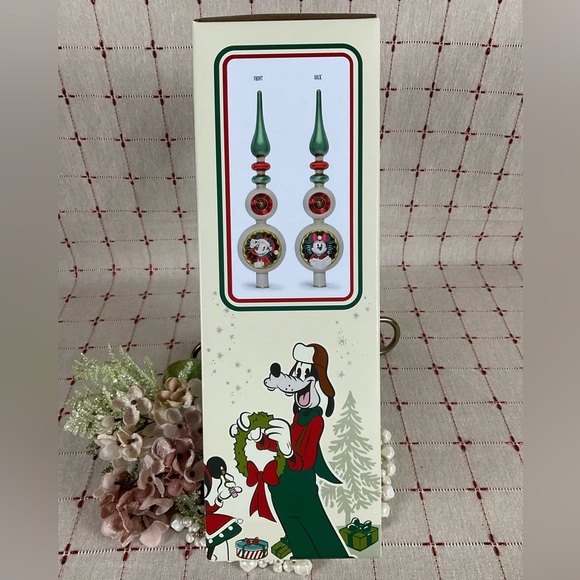 WDW Official Disney Mickey & Minnie Mouse Finial Glass Christmas Tree Topper New - Picture 6 of 7